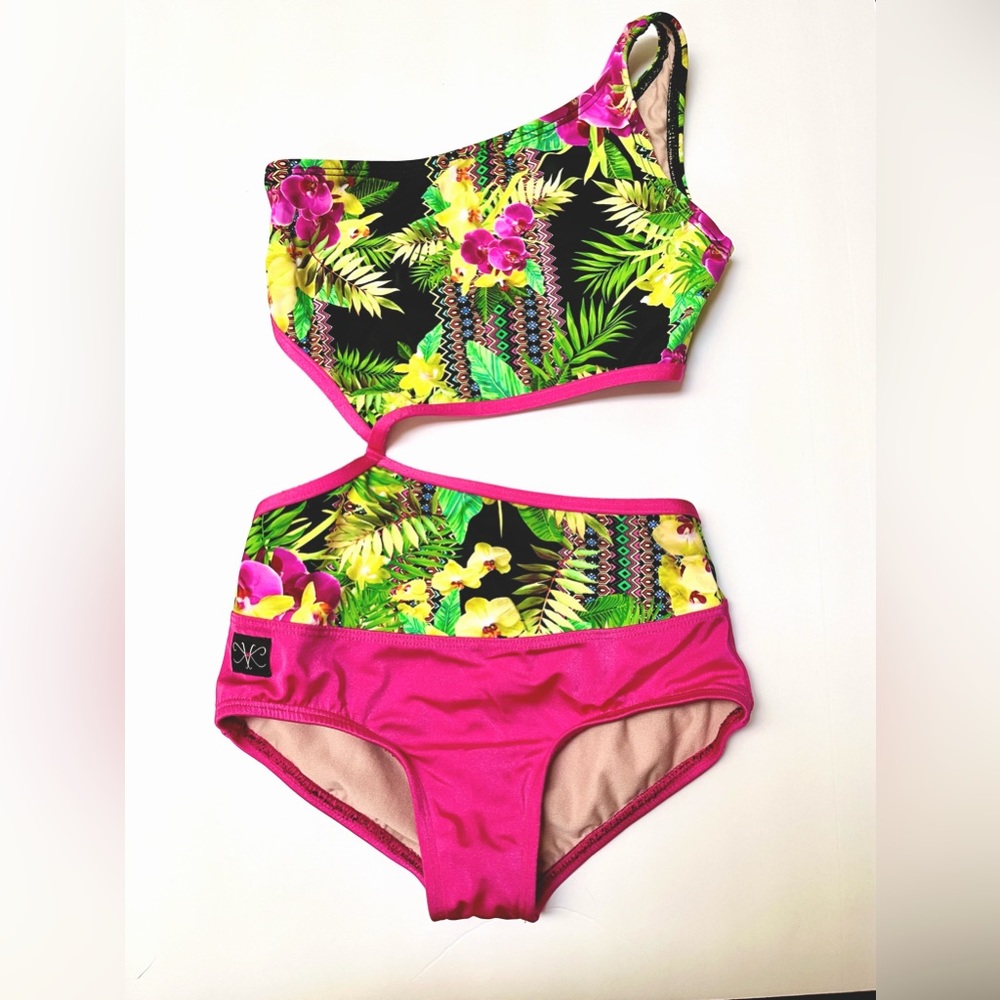 Kandi Kouture CXL tropical one shoulder leotard